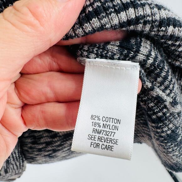 Y2K Apt. 9 Petite Medium Black Gray Babydoll Knit Top Long Sleeve Fall Layering - Picture 5 of 6